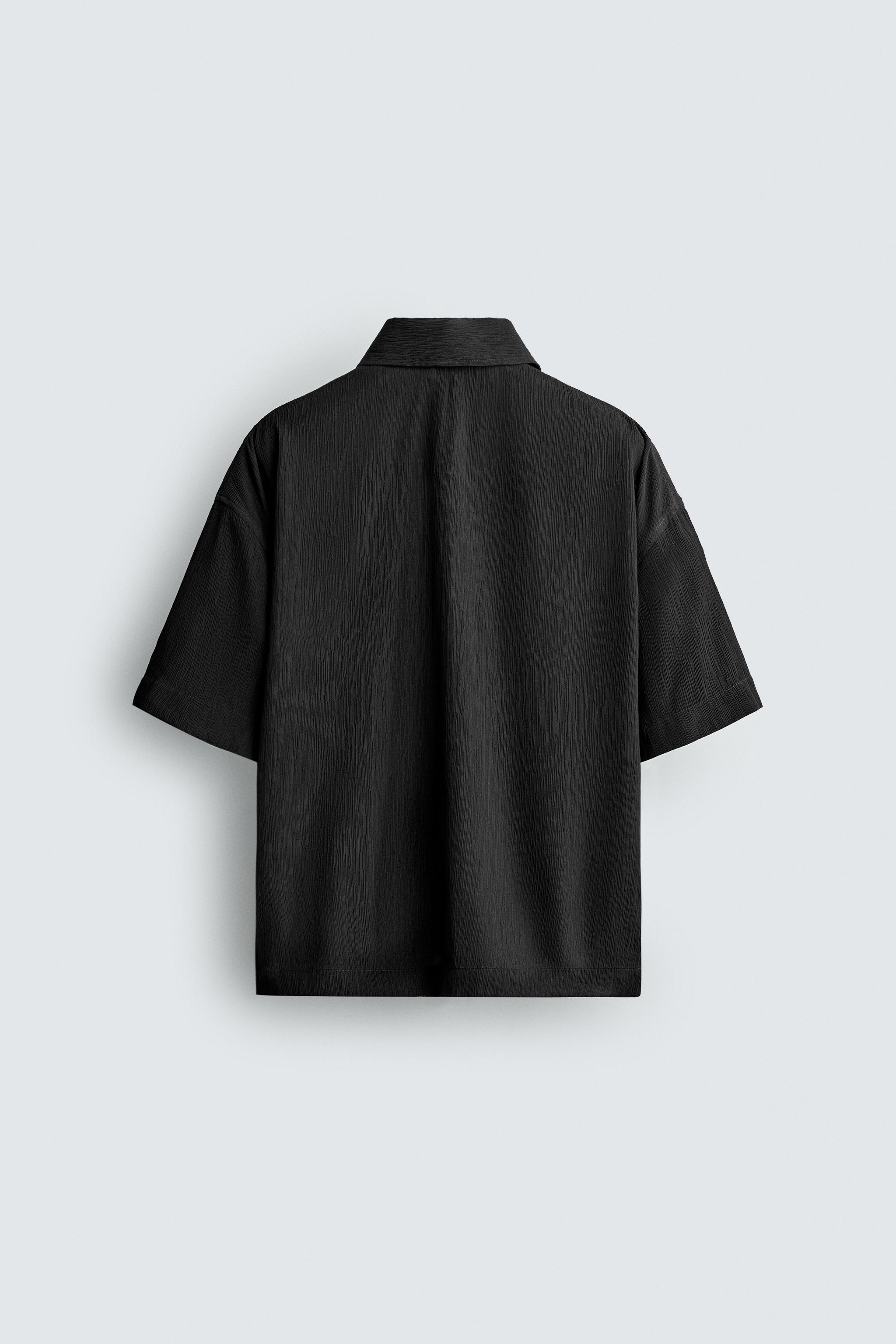 地割れ リラックスフィット テクスチャーシャツ - ブラック | ZARA Japan / 日本