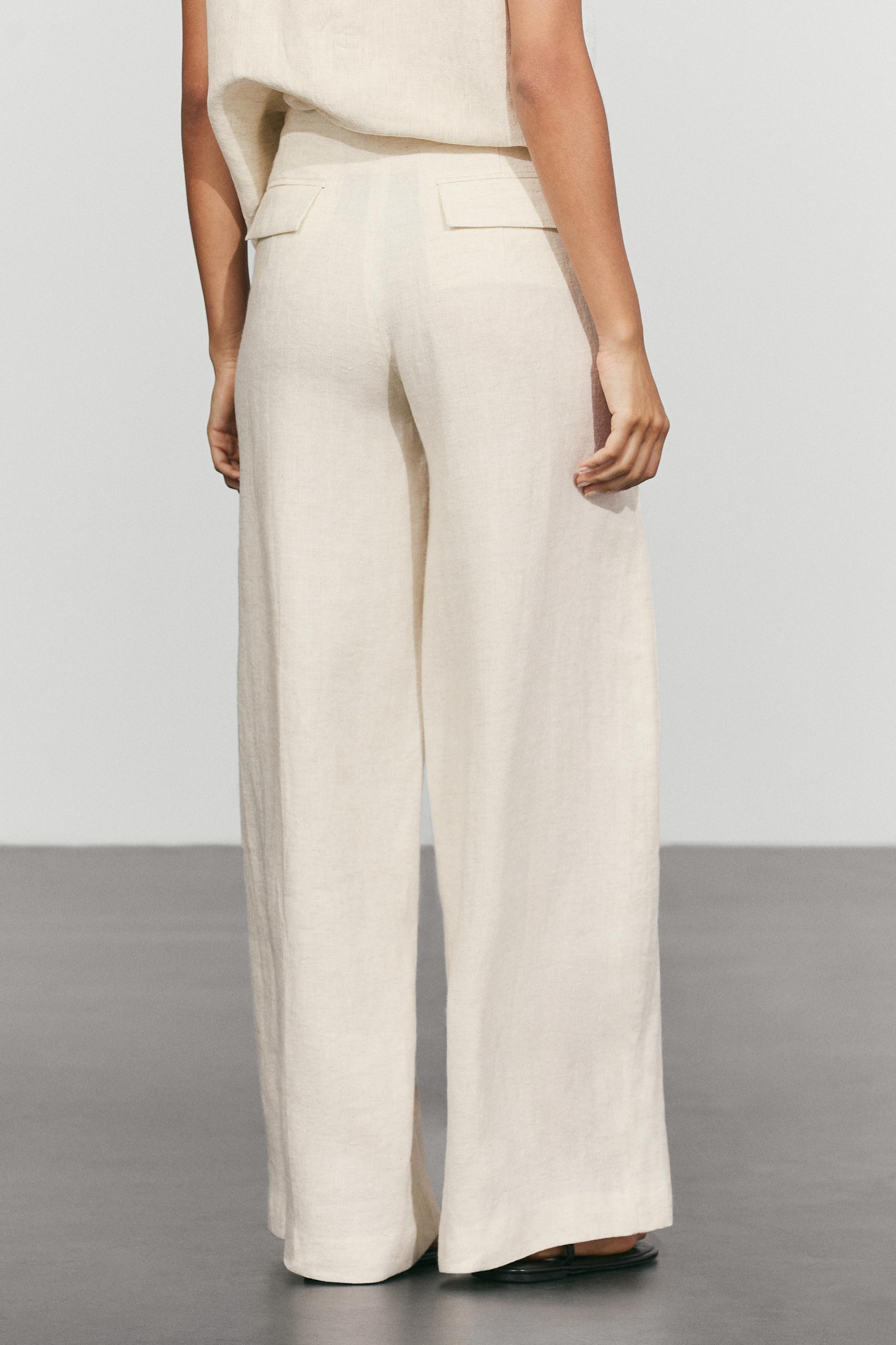 Pantalon barrel mélangé lin