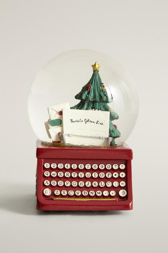 CHRISTMAS TYPEWRITER SNOW GLOBE ORNAMENT - Multicoloured by Zara - Image 0