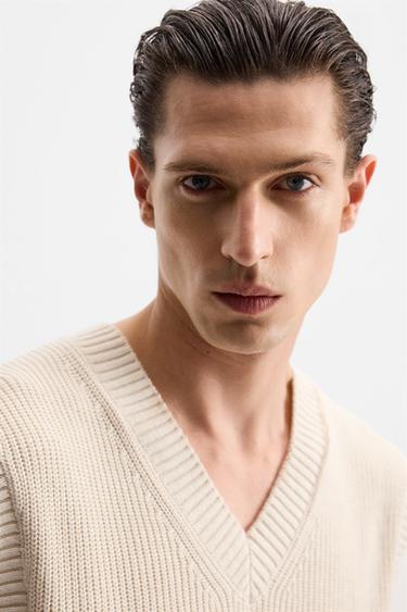 Zara TEXTURED KNIT VEST - Oyster-white