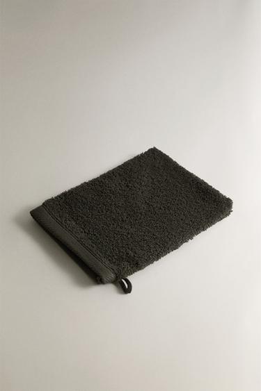 COTTON TERRY BATH MITT — Dark green 2