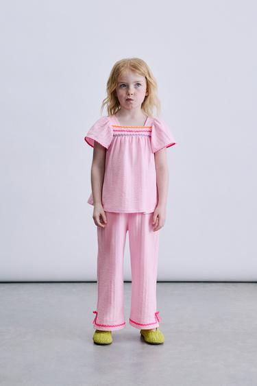 CONTRAST RIPPLE TEXTURED TOP - Pink / Mauve by Zara