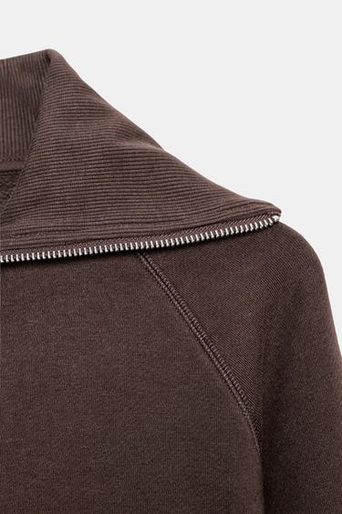 Zara ZIPPERED PLUSH JACKET - Brown