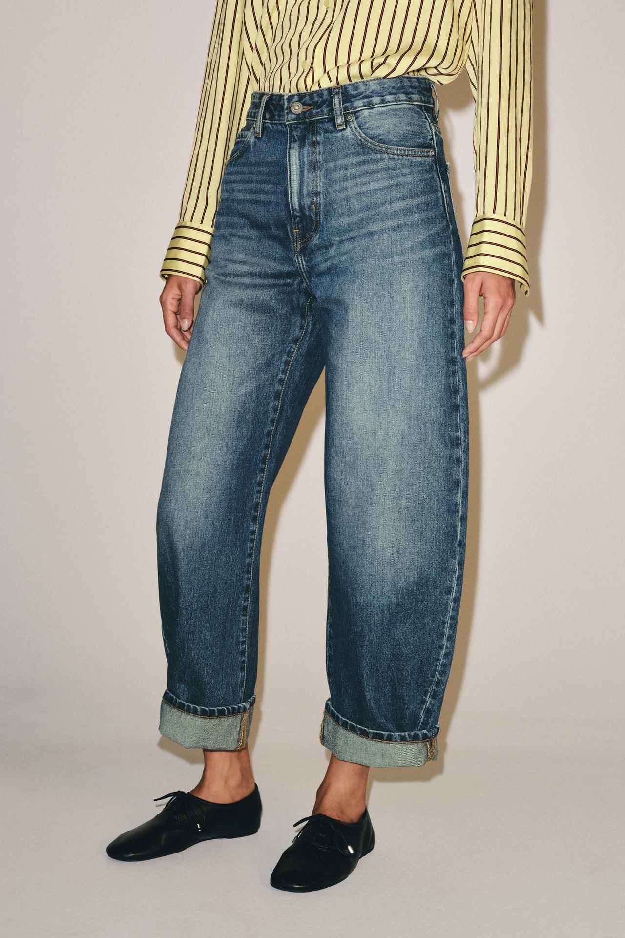 ZW COLLECTION MID-RISE CUFFED BALLOON JEANS — Blue