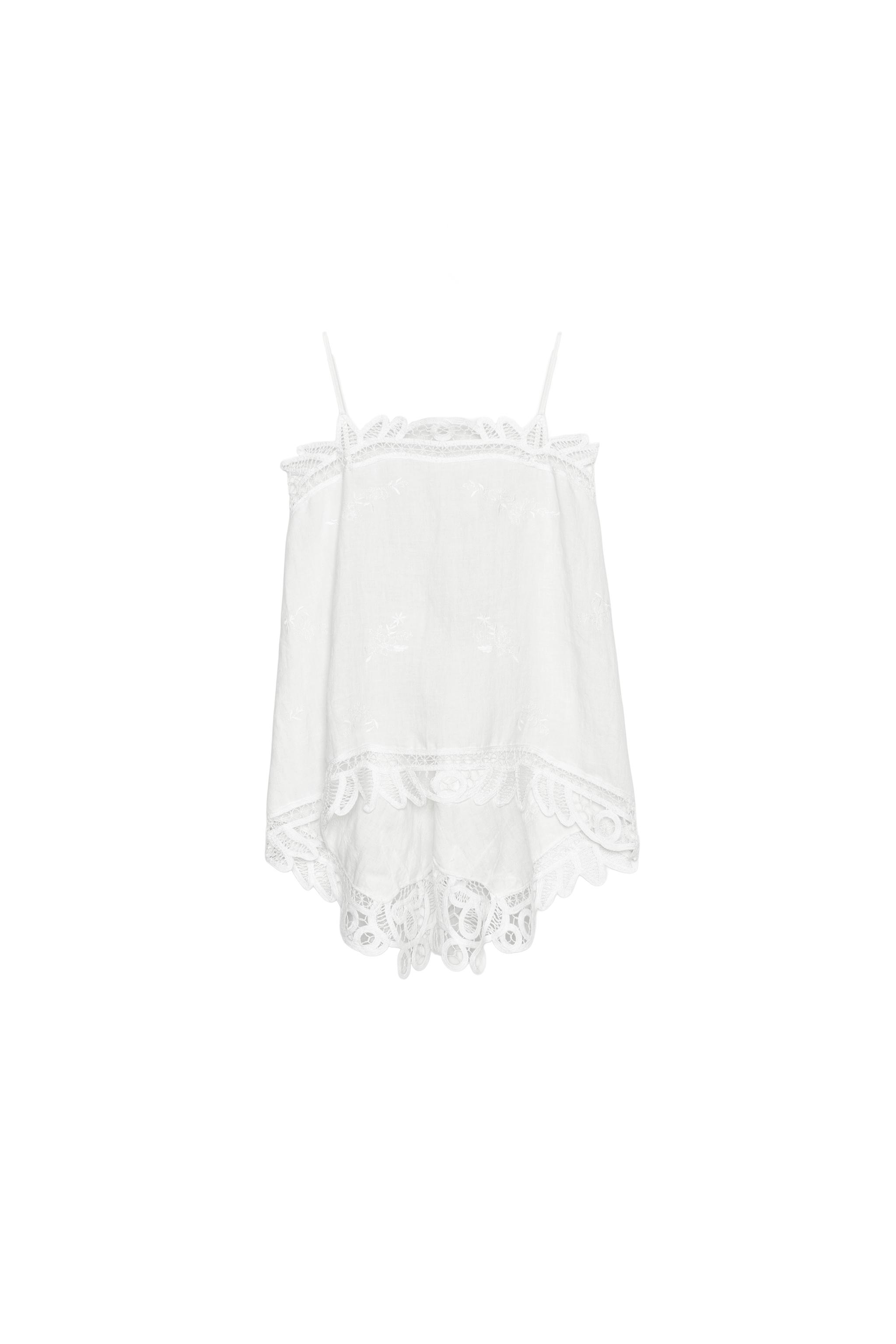 ZW COLLECTION 100% LINEN EMBROIDERED TOP