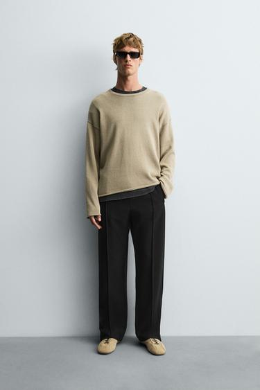 Zara FLOWY ZIPPERED PANTS - Black