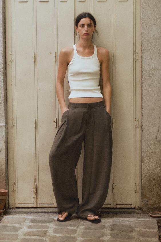 PLEATED FLOWING TROUSERS - Dark brown by Zara - Image 0