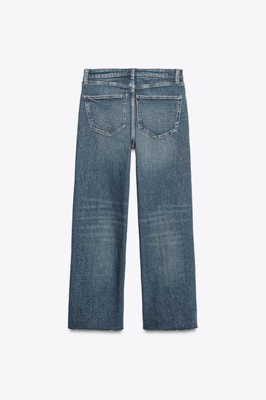 TRF LOW-RISE CROPPED FLARE JEANS - Navy blue by Zara