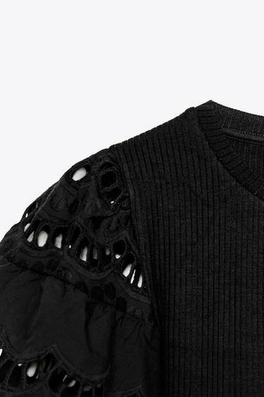 HAUT À MANCHES BRODÉES - Noir de Zara - Image 7