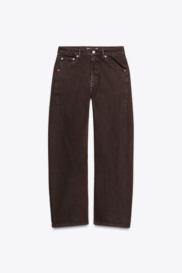 MID-WAIST SLOUCHY JEANS WITH BELT LOOPS - Brown by Zara - Image 0
