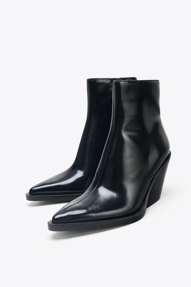 BOTTINES À TALONS COW-BOY - Noir de Zara - Image 3