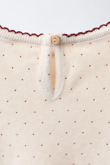 VELVET POLKA DOT SWEATSHIRT - Ecru / Red by Zara - Image 3