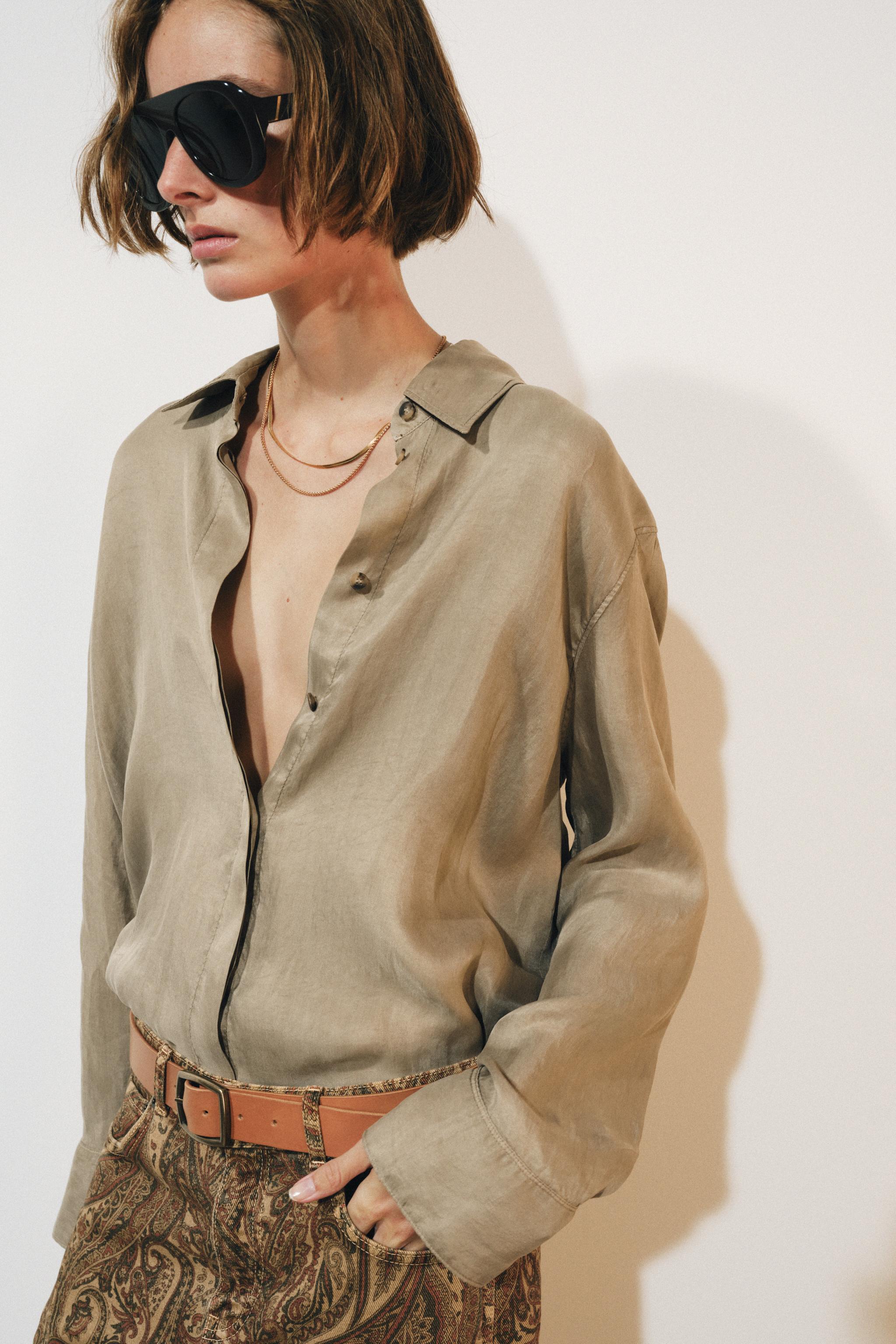 Женские рубашки Zara ZW COLLECTION LYOCELL SHIRT — фото 2