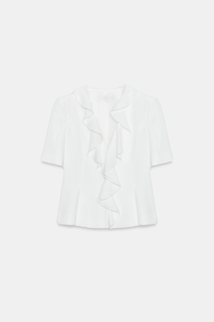 Blazer de manga corta con volantes 7