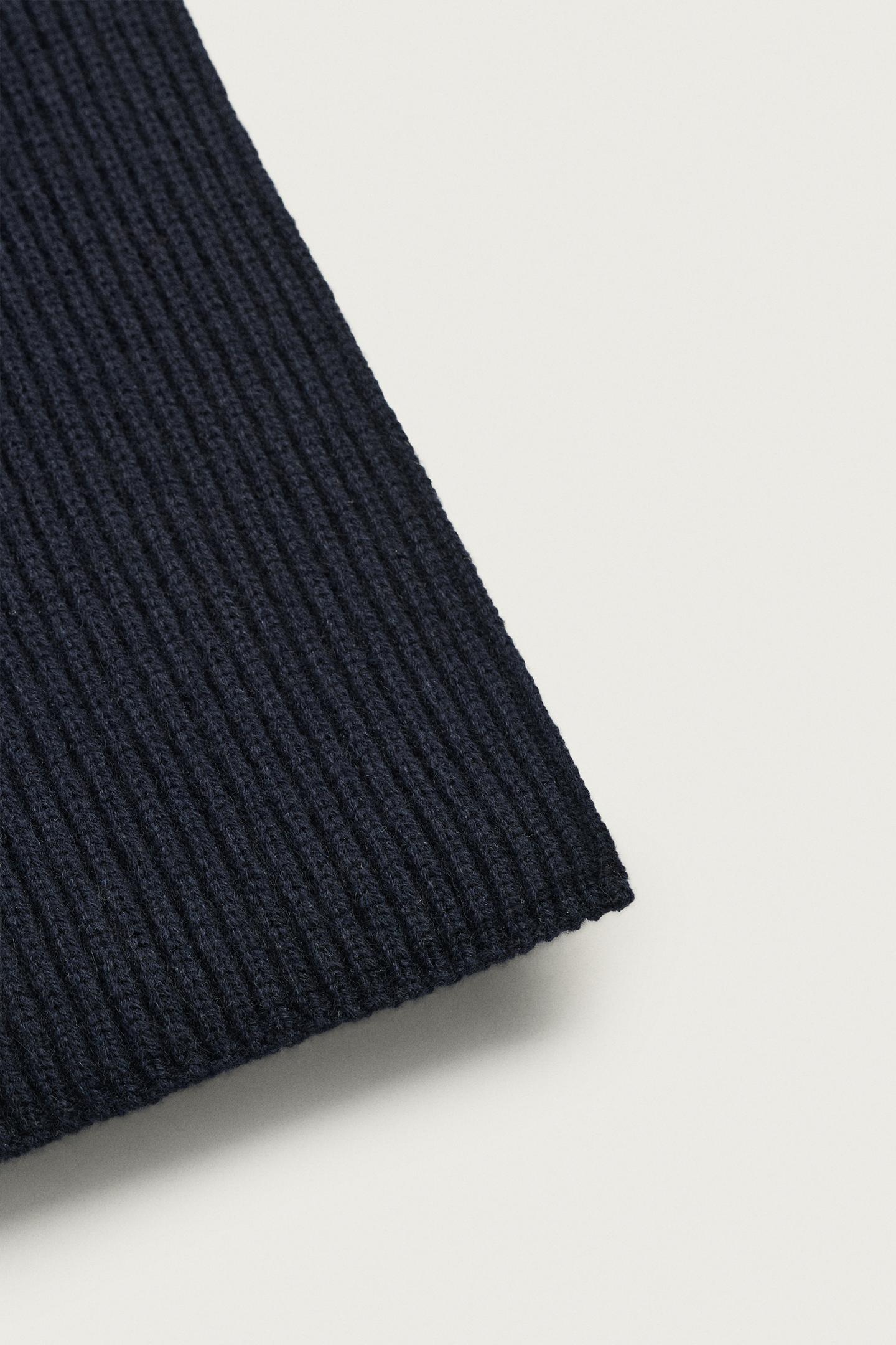 Мужской шарф Zara Wool Blend Knit, цвет: Тёмный тёмно-синий — фото 3