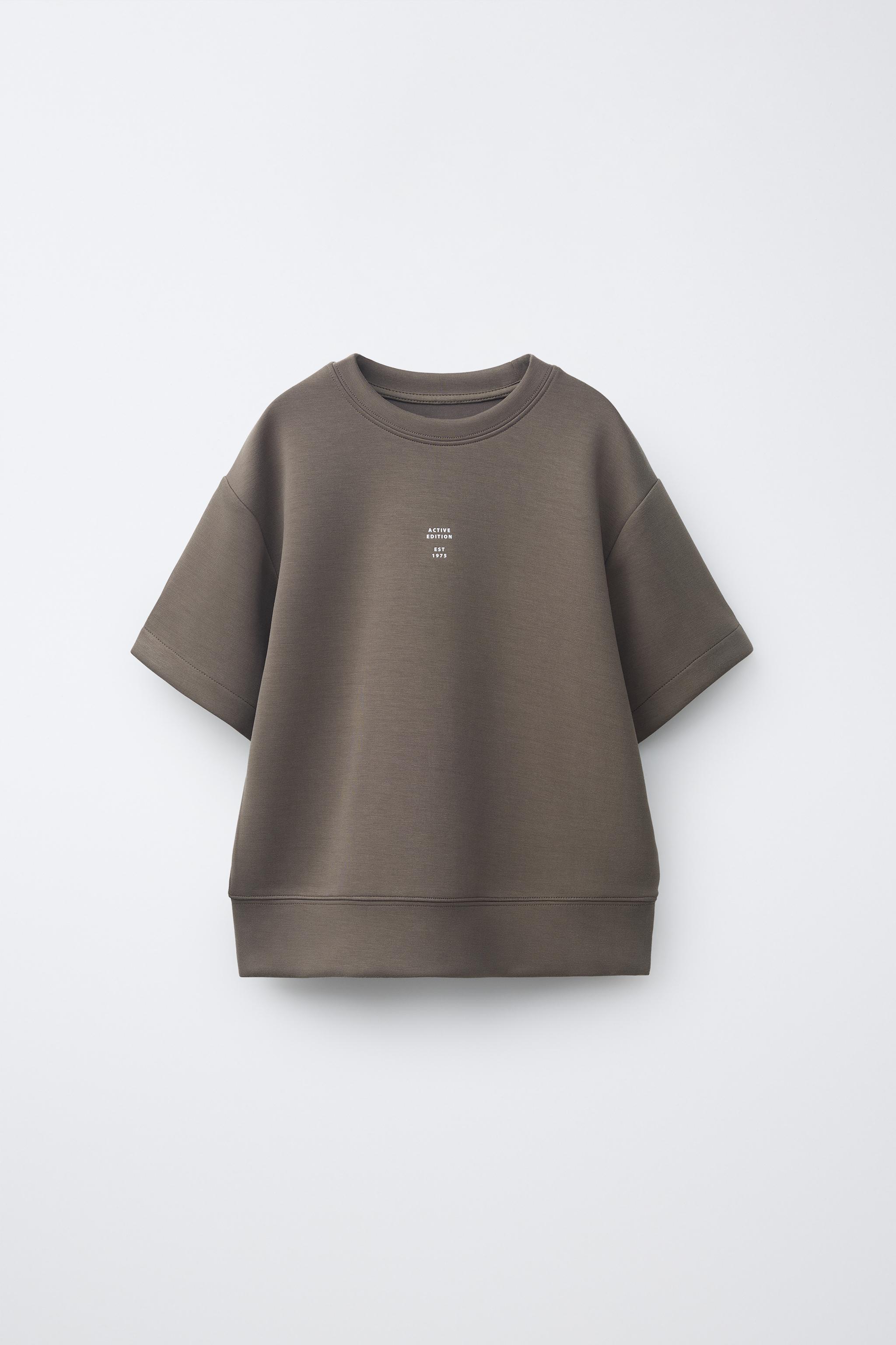 スポーティテキストTシャツ - ブラウン | ZARA Japan / 日本