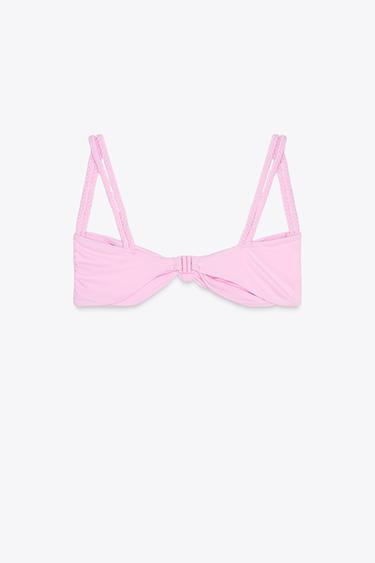 DOUBLE BRAID STRAP BIKINI TOP - Pink by Zara - Image 4