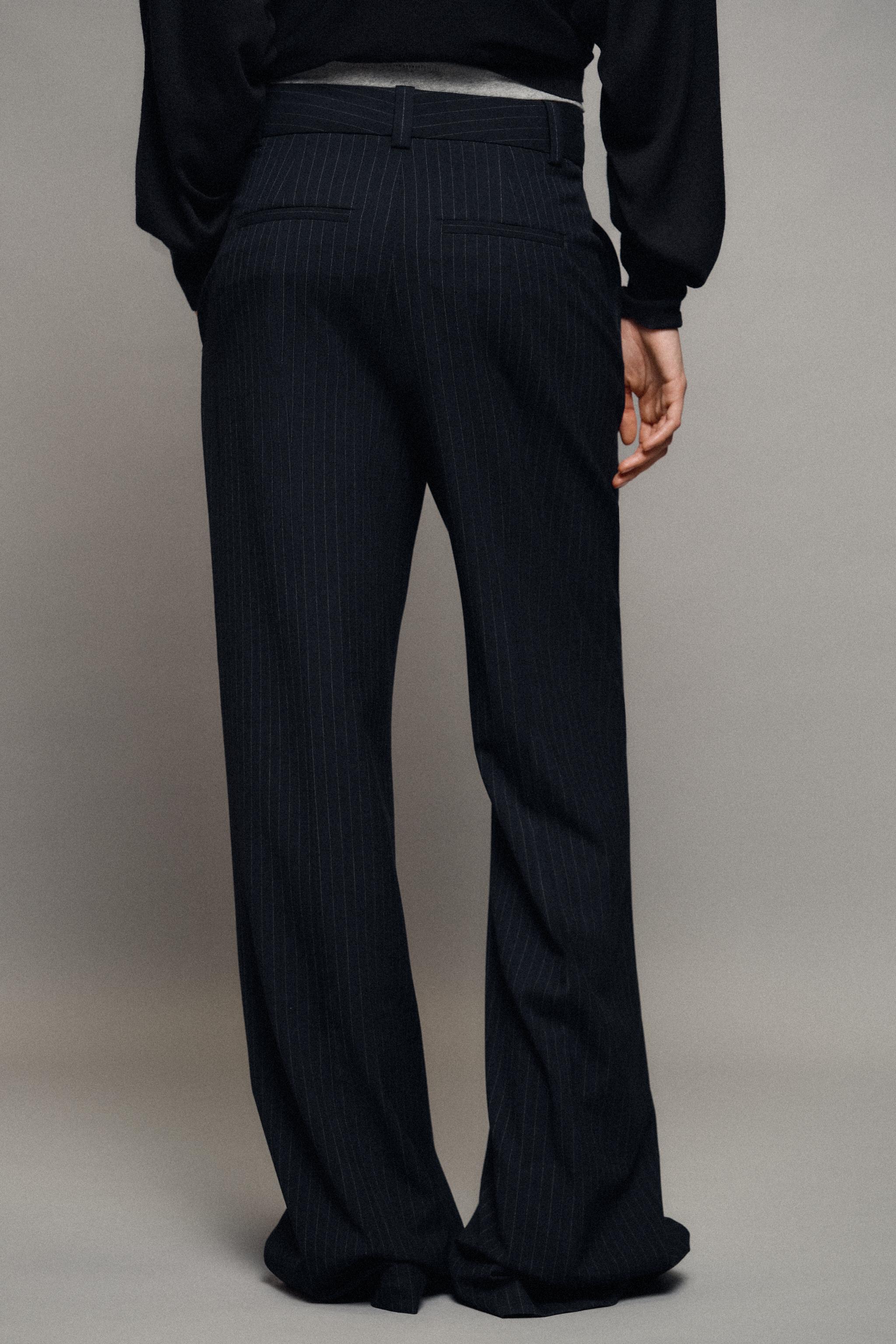 Zara ZW COLLECTION YÜKSEK BEL İNCE ÇİZGİLİ PANTOLON görsel 4