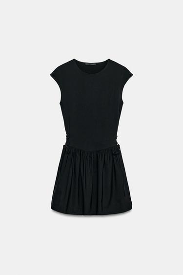 Zara SHORT COMBINATION DRESS - Black