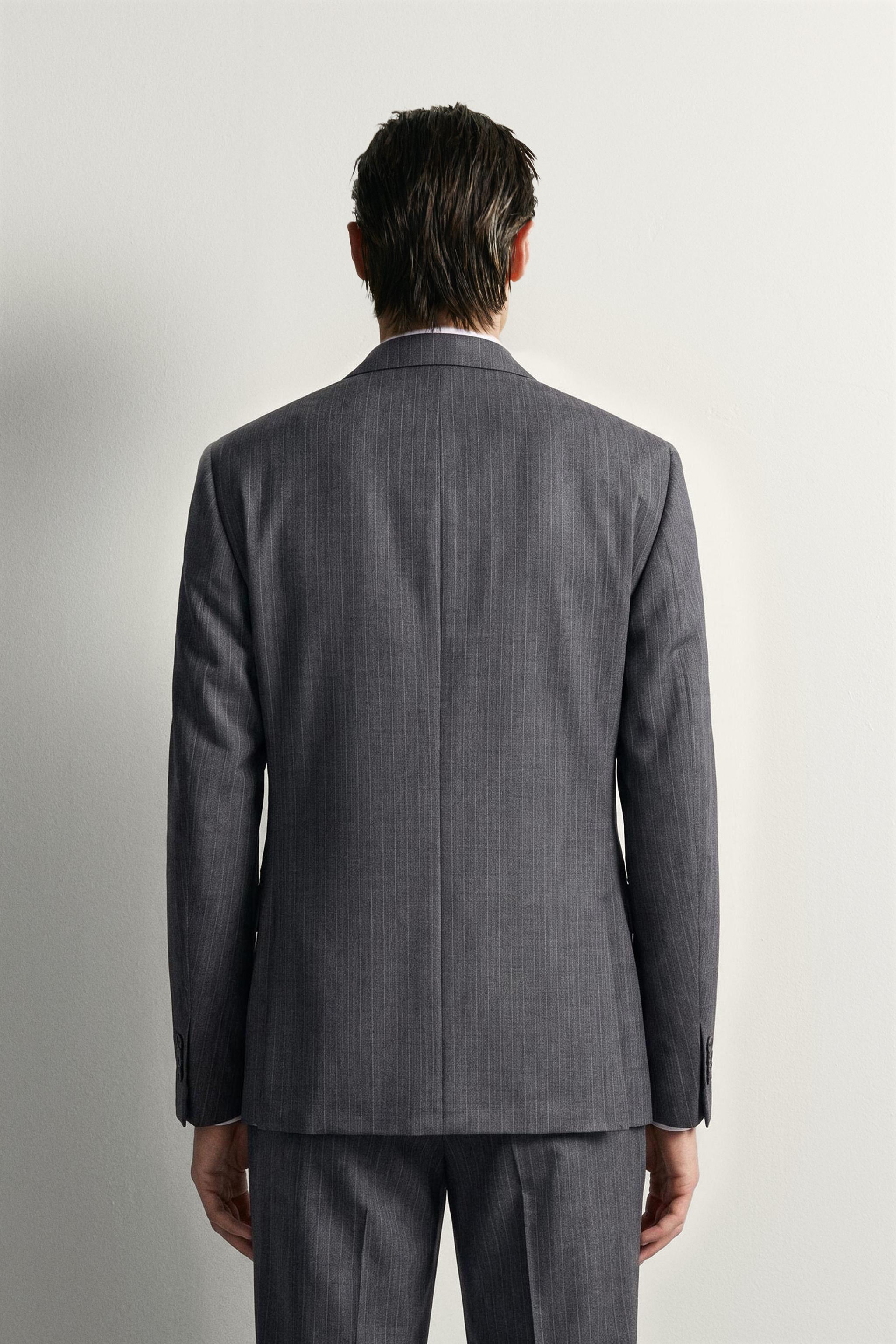 VESTE DE COSTUME À RAYURES 100 % LAINE