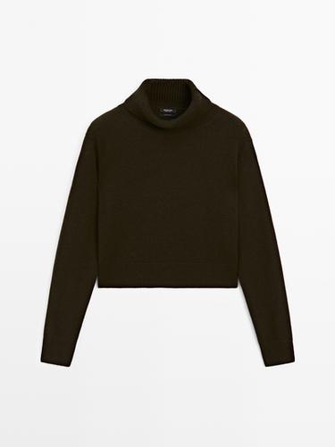 Zara 100% cashmere short knit sweater - Mink marl