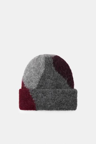 GORRO BEANIE ESTAMPADO CON ALPACA - Burgundy de Zara