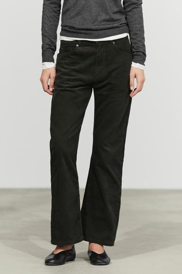 Micro-corduroy flare-fit pants — Dark salmon 2