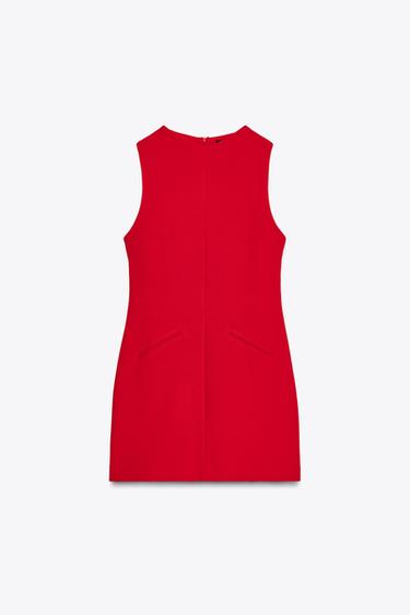 Zara 短版洋裝 - 深紅色