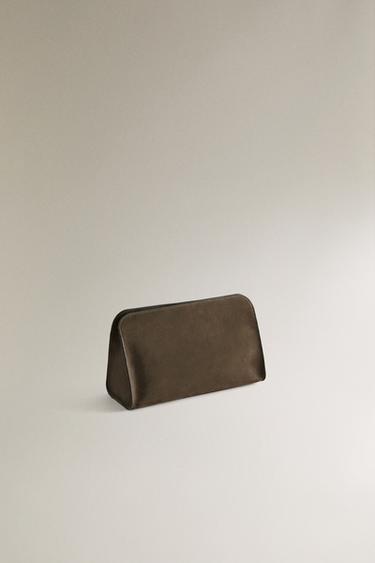 LEATHER WASH BAG - Green by Zara - Image 1