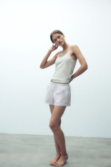 LINEN VEST TOP - Pearl grey by Zara - Image 0