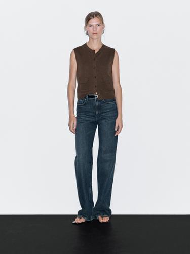 Zara Wool blend vest with pocket details - Brown