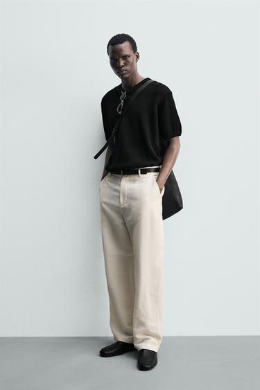 RELAXED FIT PLEATED TROUSERS - Light beige by Zara