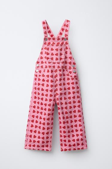 ДЛИННЫЙ КОМБИНЕЗОН ИЗ САРЖИ С ПРИНТОМ «СЕРДЦА» — РОЗОВЫЙ от Zara