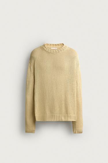 100% MERCERIZED COTTON SWEATER — Vanilla 1