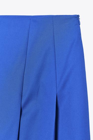 Zara PLEATED MIDI SKIRT - Cornflower blue