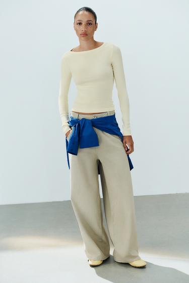 T-SHIRT COL BATEAU - Jaune de Zara - Image 0