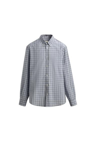Zara LIMITED EDITION PLAID SHIRT - Sky blue