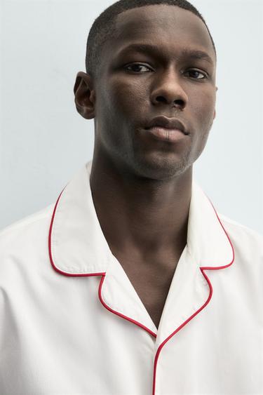 PYJAMA SET WITH CONTRAST PIPING - White by Zara - Image 6