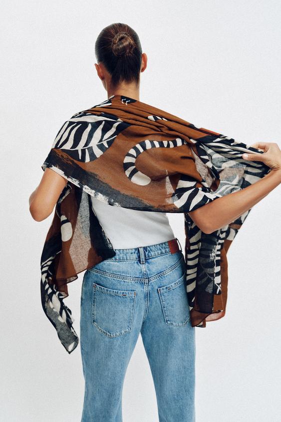 TIGER PRINT LINEN SCARF from Zara - $39.90