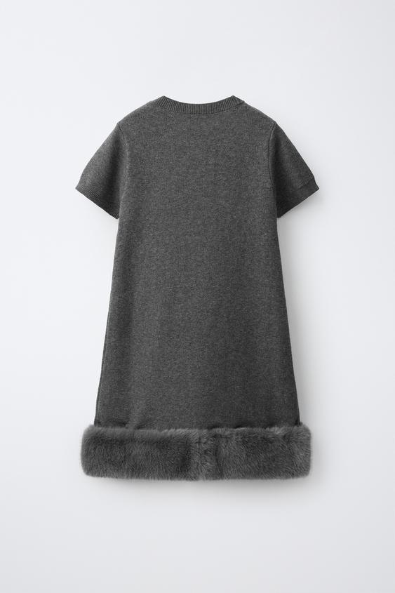 ROBE EN MAILLE BAS EFFET EFFET FOURRURE - Gris de Zara - Image 1