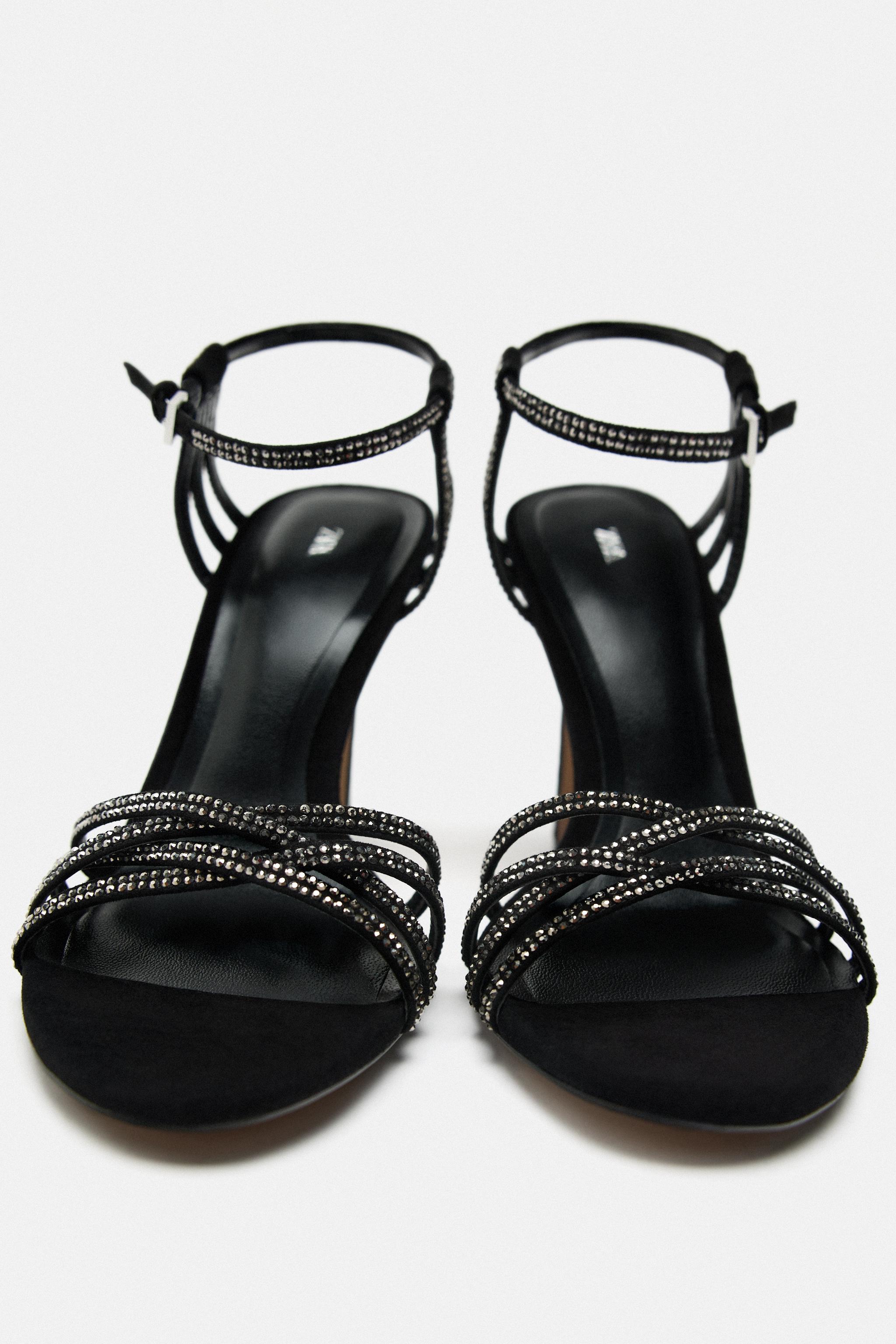 Zara heeled leather sandals with hot sale thin straps