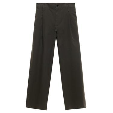 COTTON-VISCOSE PLEATED TROUSERS - Dark khaki by Zara