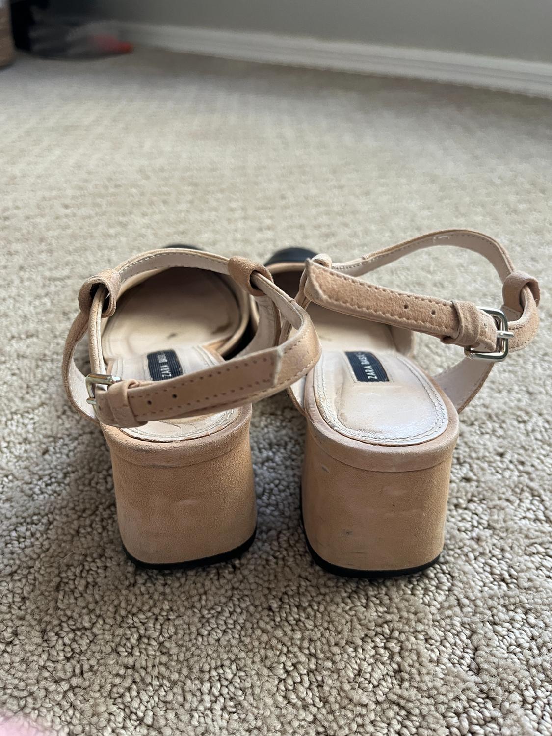 COMBINED MID-HEEL LEATHER SLINGBACK SHOES - Image 4