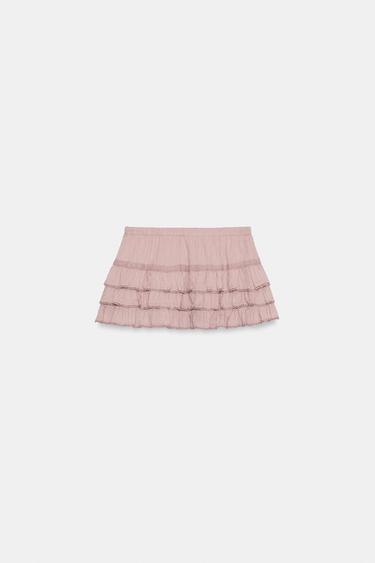 JUPE-PANTALON À VOLANTS - Rose pâle de Zara - Image 3