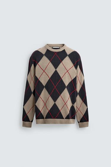 ARGYLE JACQUARD JUMPER - camel by Zara