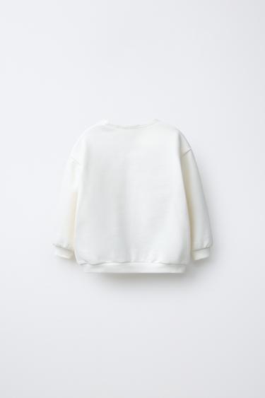 SWEAT À IMPRIMÉ FLOQUÉ - Blanc cassé de Zara - Image 1