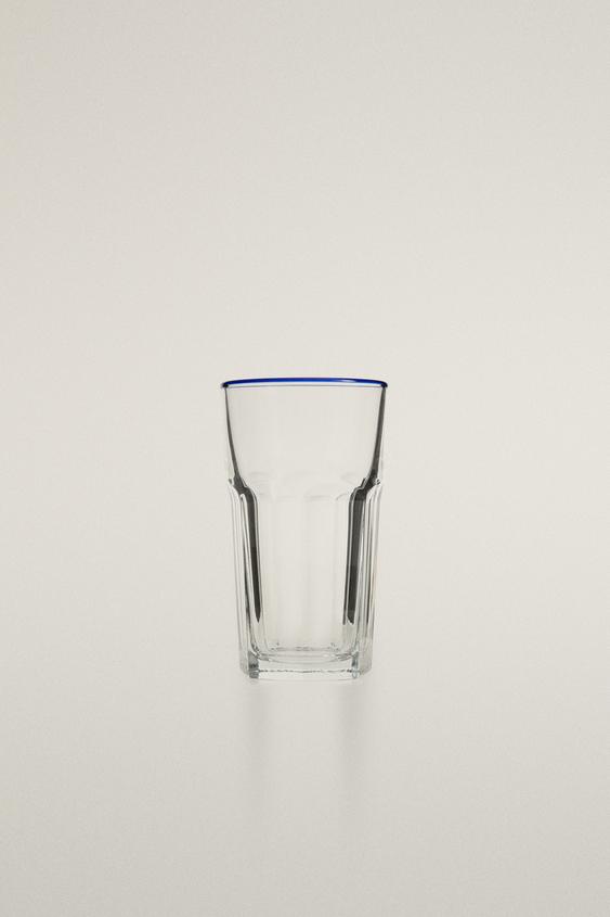 GLASS TUMBLER WITH RIM - Blue by Zara - Image 0