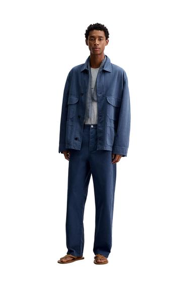 WASHED STRAIGHT-LEG TROUSERS - Bluish by Zara