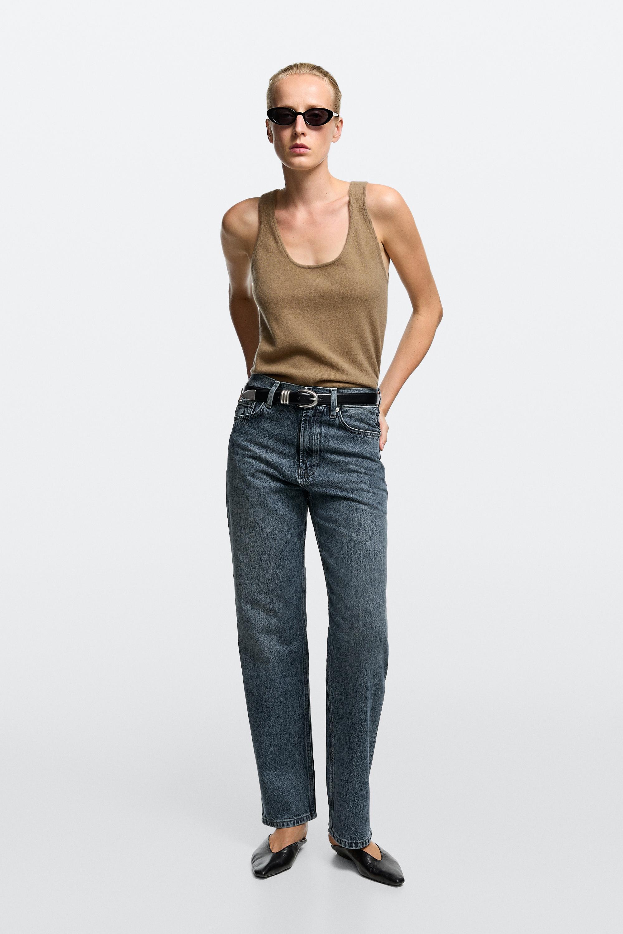 High-waist straight-leg jeans — Aquamarine