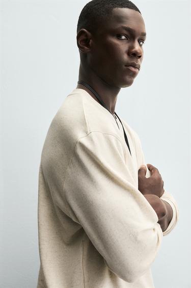 SOFT CREW NECK SWEATSHIRT - Beige marl by Zara - Image 4